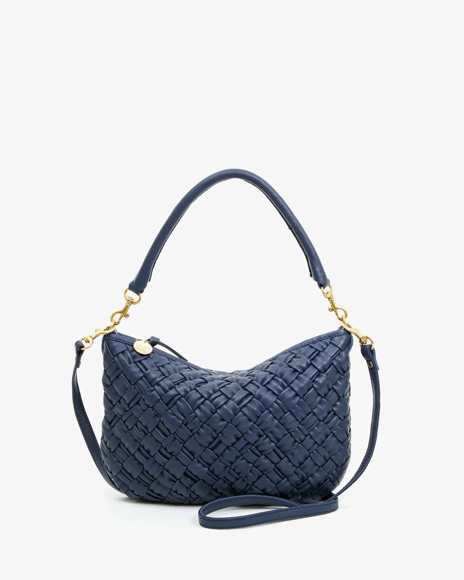 Clare V Petit Moyen Messenger, Bright Navy Puffy Woven