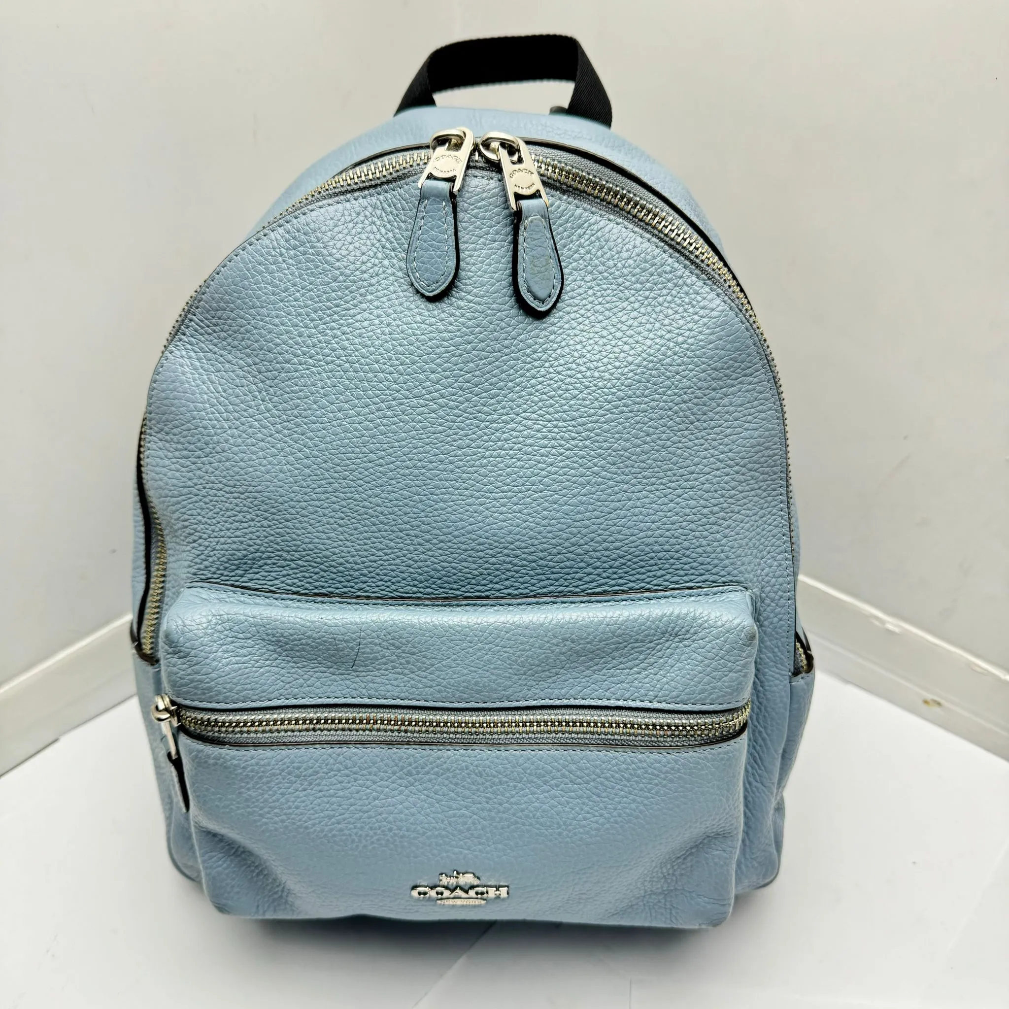 Coach Leather Blue Backpack