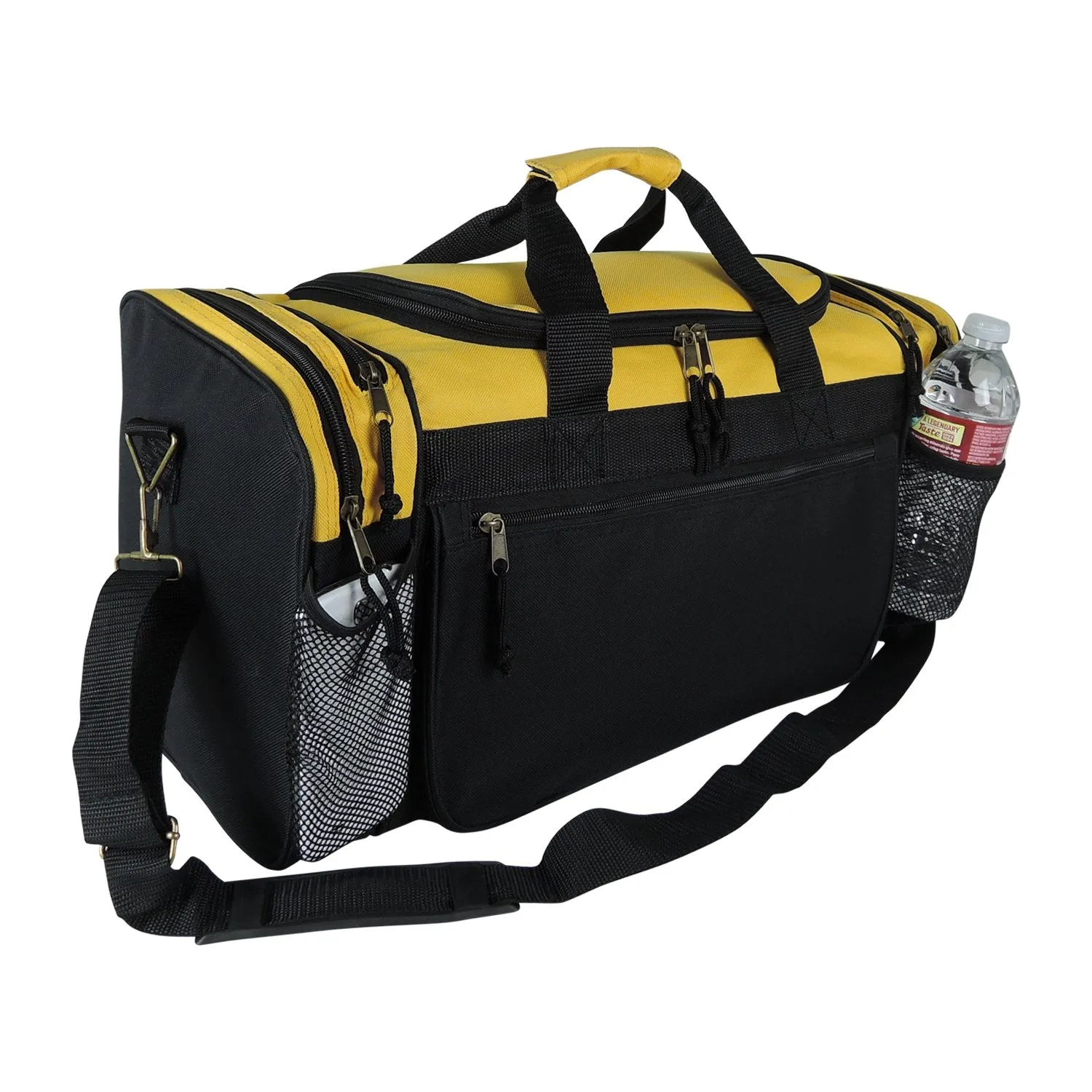 Dalix 20 Inch Sports Duffle Bag with Mesh and Valuables Pockets, Gold