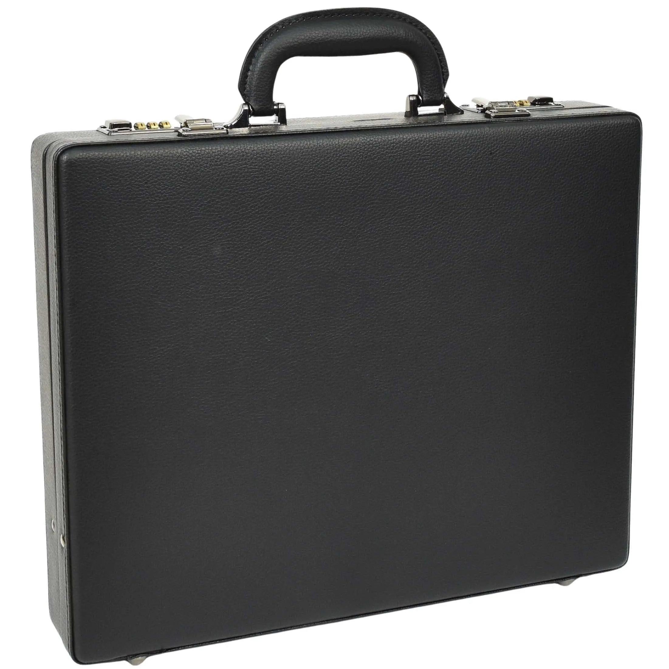 DR609 Leather Slim Line Briefcase Professional Attache Case Black