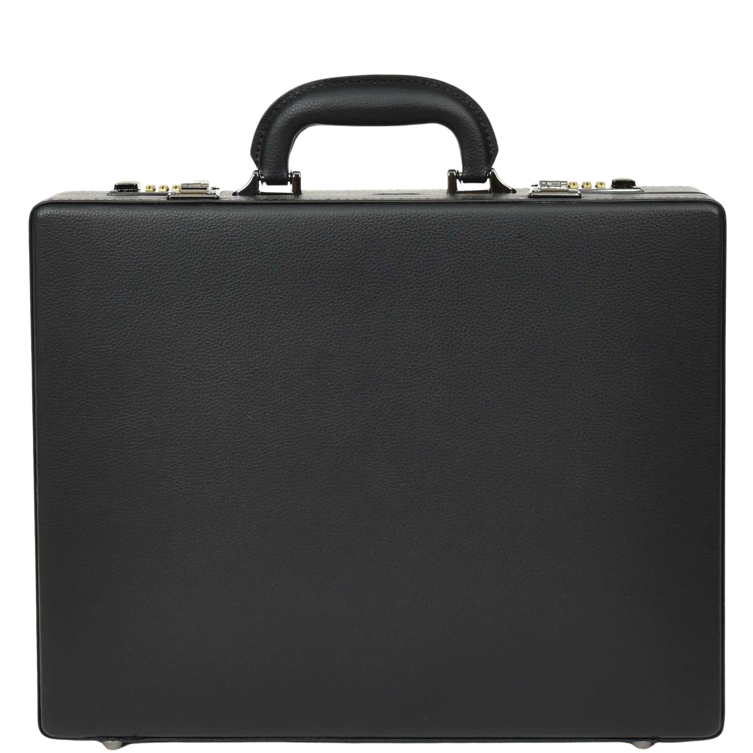 DR609 Leather Slim Line Briefcase Professional Attache Case Black