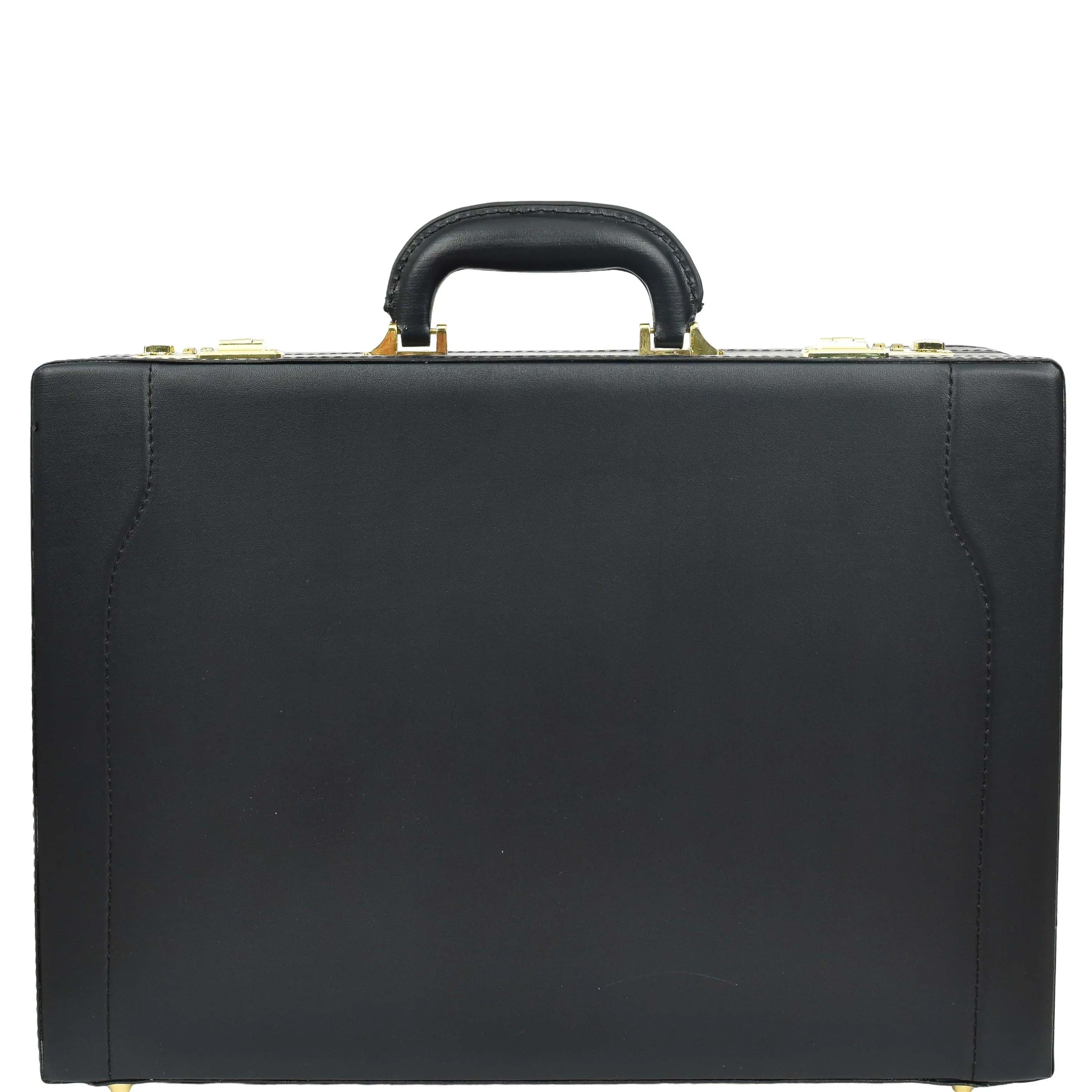 DR657 Expandable Leather Briefcase Combination Lock Attache Case Black