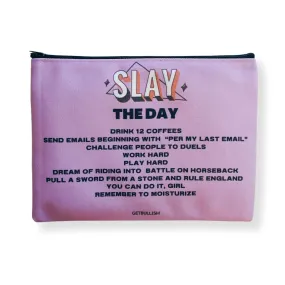 GetBullish Slay the Day Canvas Zipper Pouch 9.5" x 7" | Cosmetics Bag or Pencil Case