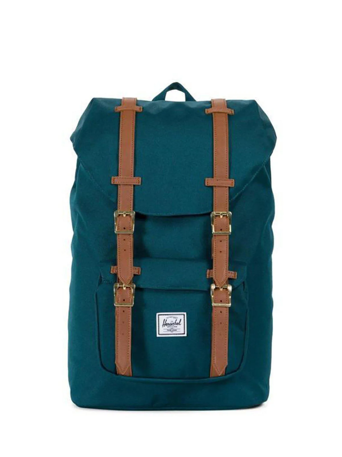 Herschel Little America Mid Backpack Deep Teal Tan Synthetic Leather 17L