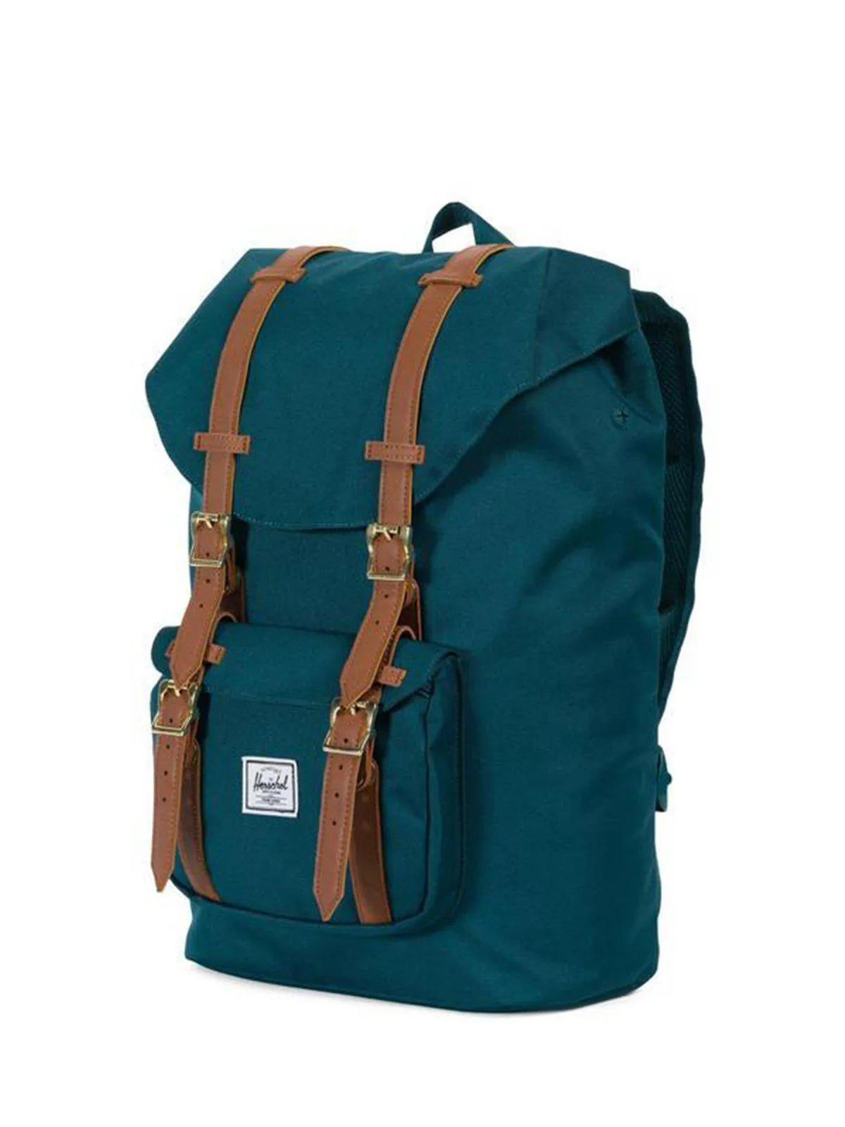 Herschel Little America Mid Backpack Deep Teal Tan Synthetic Leather 17L