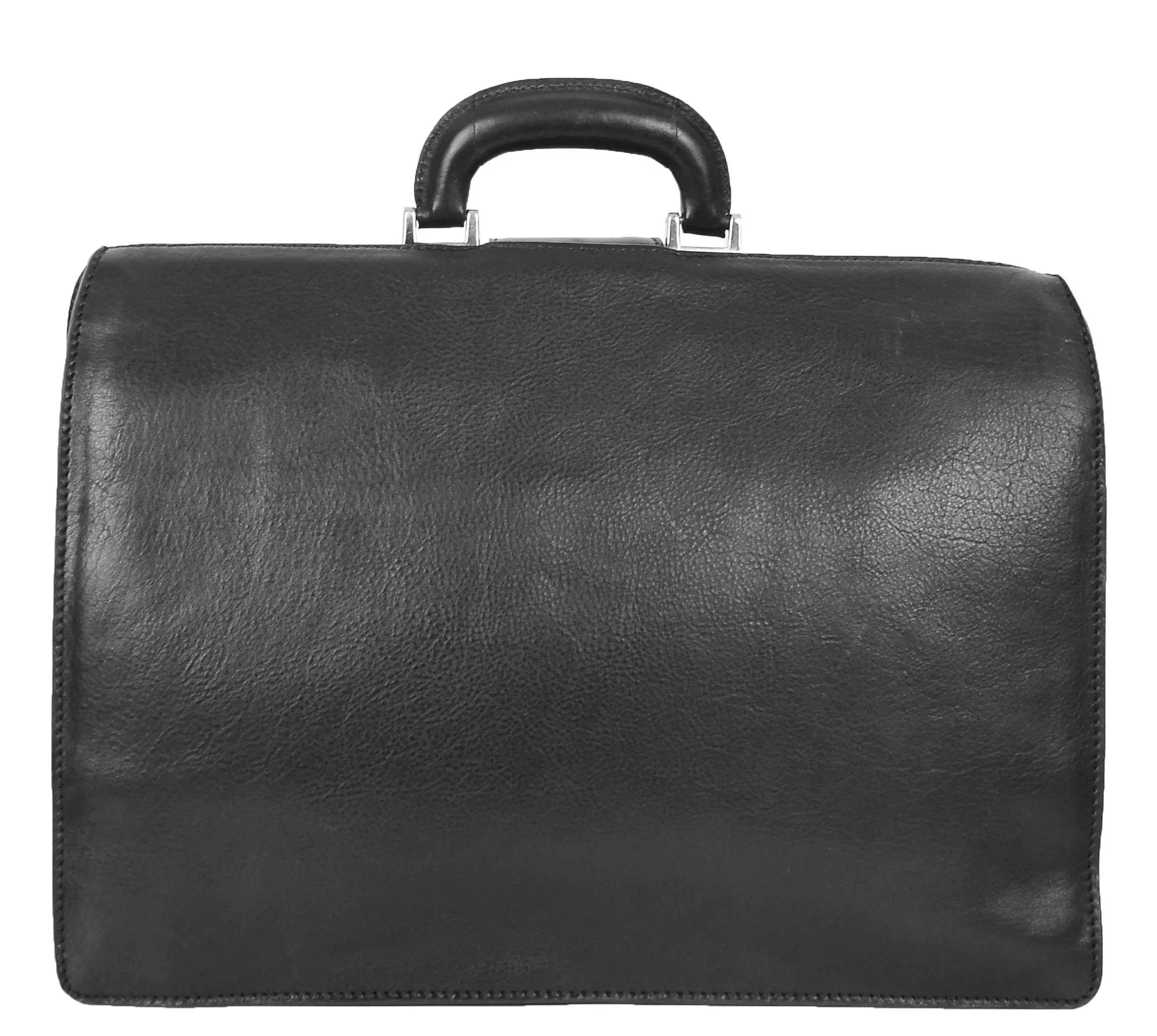 Italian Leather Doctors Briefcase Business Professionals Gladstone Bag Black - Djoser