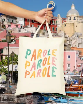 Italy inspired tote bag Parole, Parole, Parole by Italian Summers