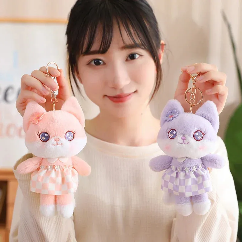 Kawaii Plush Fox Pendant Keychains