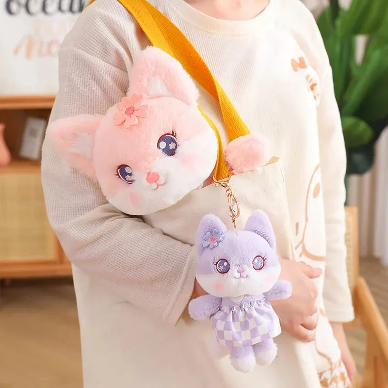 Kawaii Plush Fox Pendant Keychains