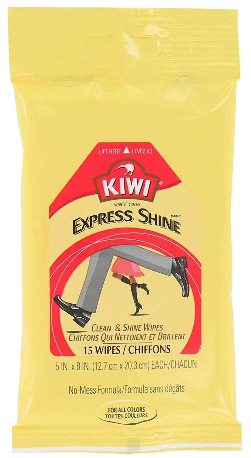 KIWI 16600 Express Shine Clean & Shine Wipes for Leather, 15-Count