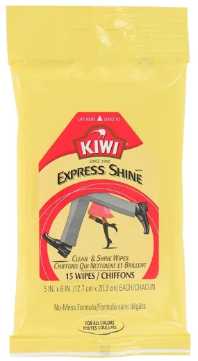 KIWI 16600 Express Shine Clean & Shine Wipes for Leather, 15-Count