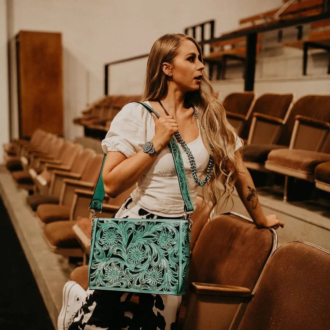 Leather Floral Tote