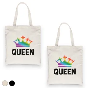 LGBT Queen Queen Rainbow Crown BFF Matching Canvas Bags