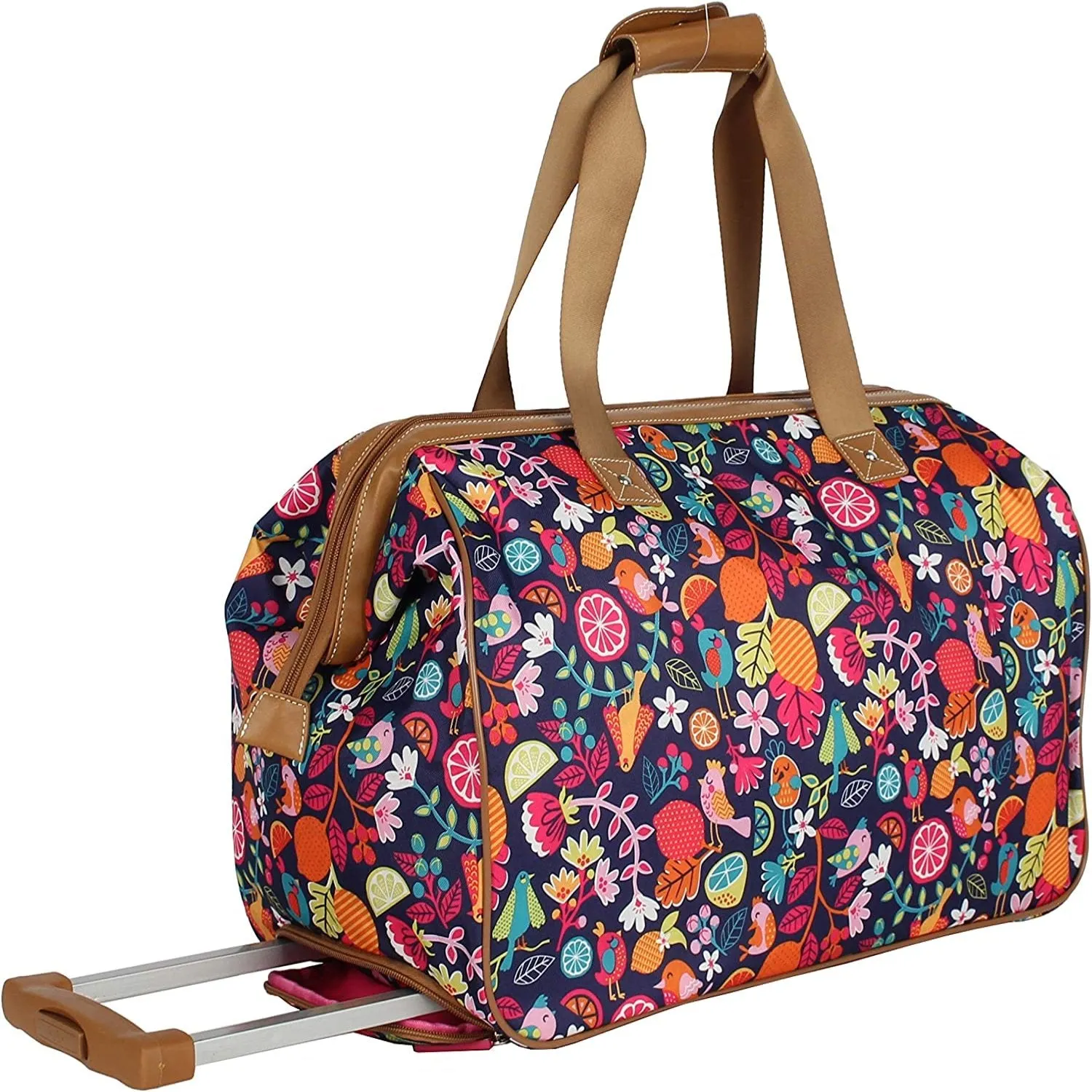 Lily Bloom Luggage Designer Pattern Suitcase Wheeled Duffel Carry On Bag 22in