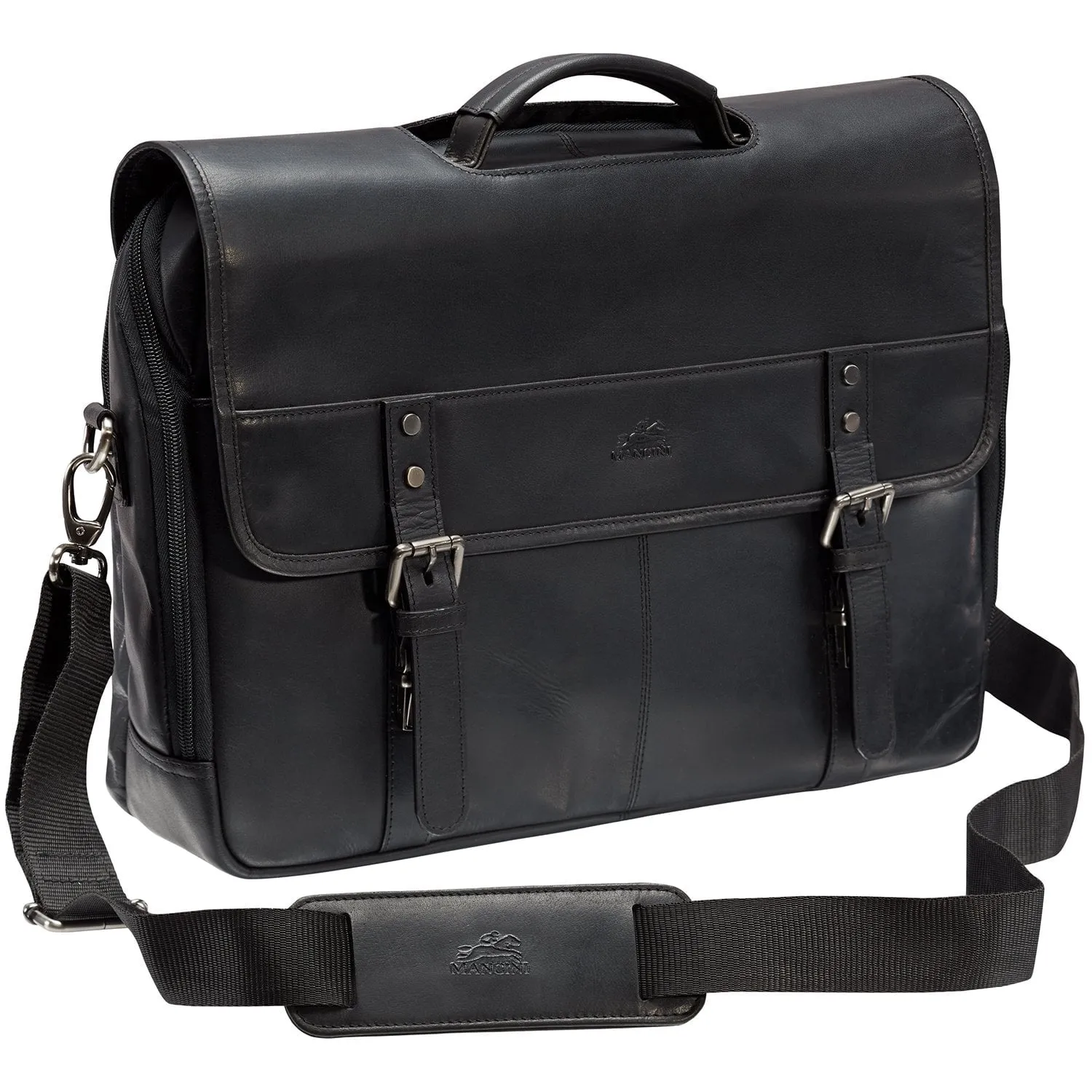 Mancini BUFFALO Double Compartment Briefcase for Laptop and Tablet