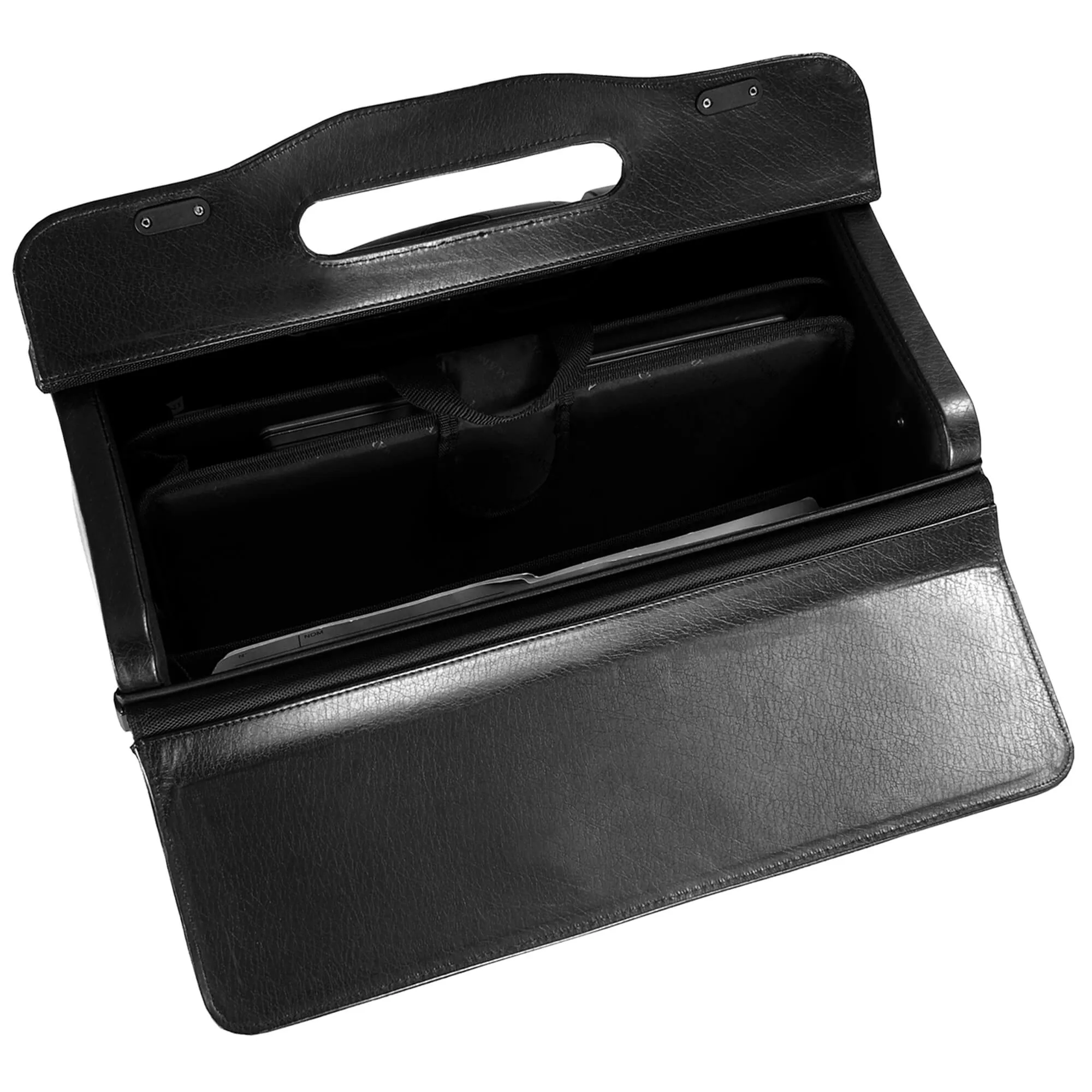 Mancini BUSINESS Collection Deluxe Leather Wheeled Catalog Case