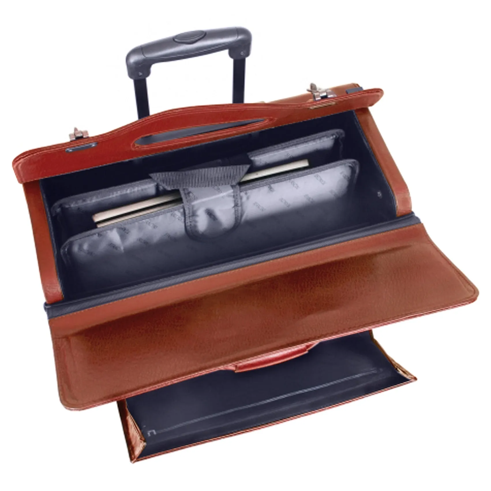 Mancini BUSINESS Collection Deluxe Leather Wheeled Catalog Case