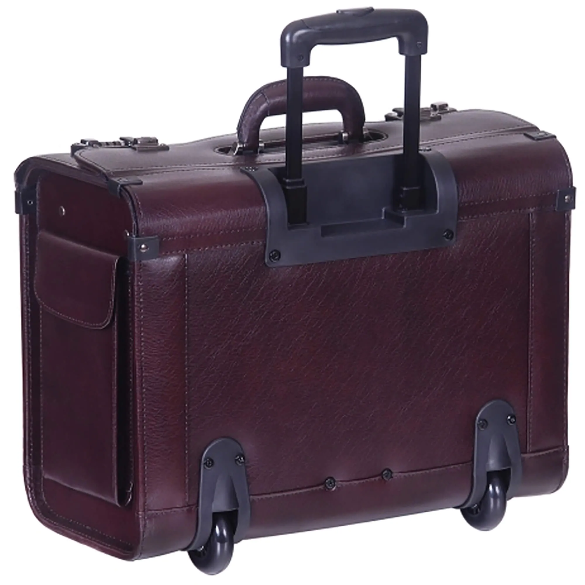 Mancini BUSINESS Collection Deluxe Leather Wheeled Catalog Case