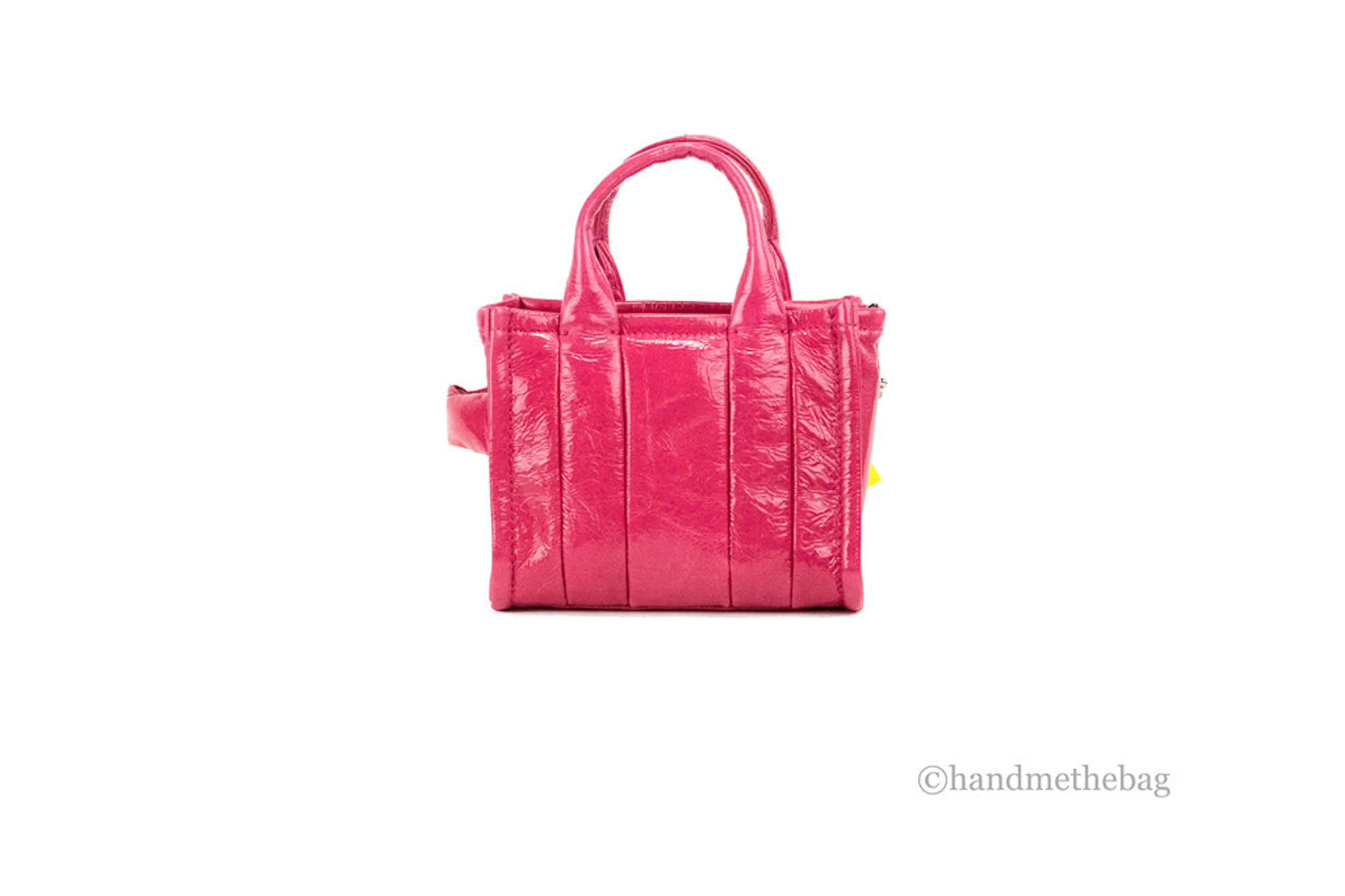 Marc Jacobs The Shiny Crinkle Micro Magenta Leather Tote