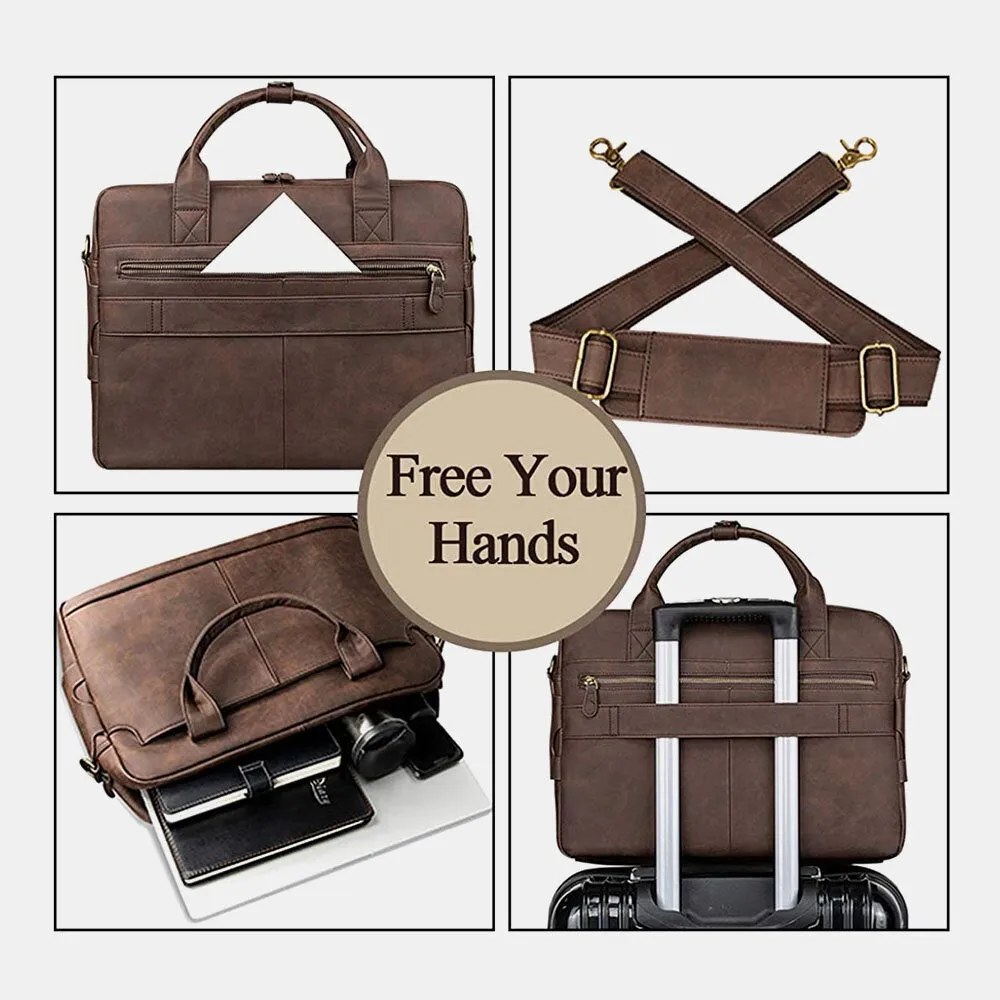 Men Vintage Multifunction Large Capacity 13 Inch Laptop Bags Briefcases Handbag Crossbody Bag Teacher