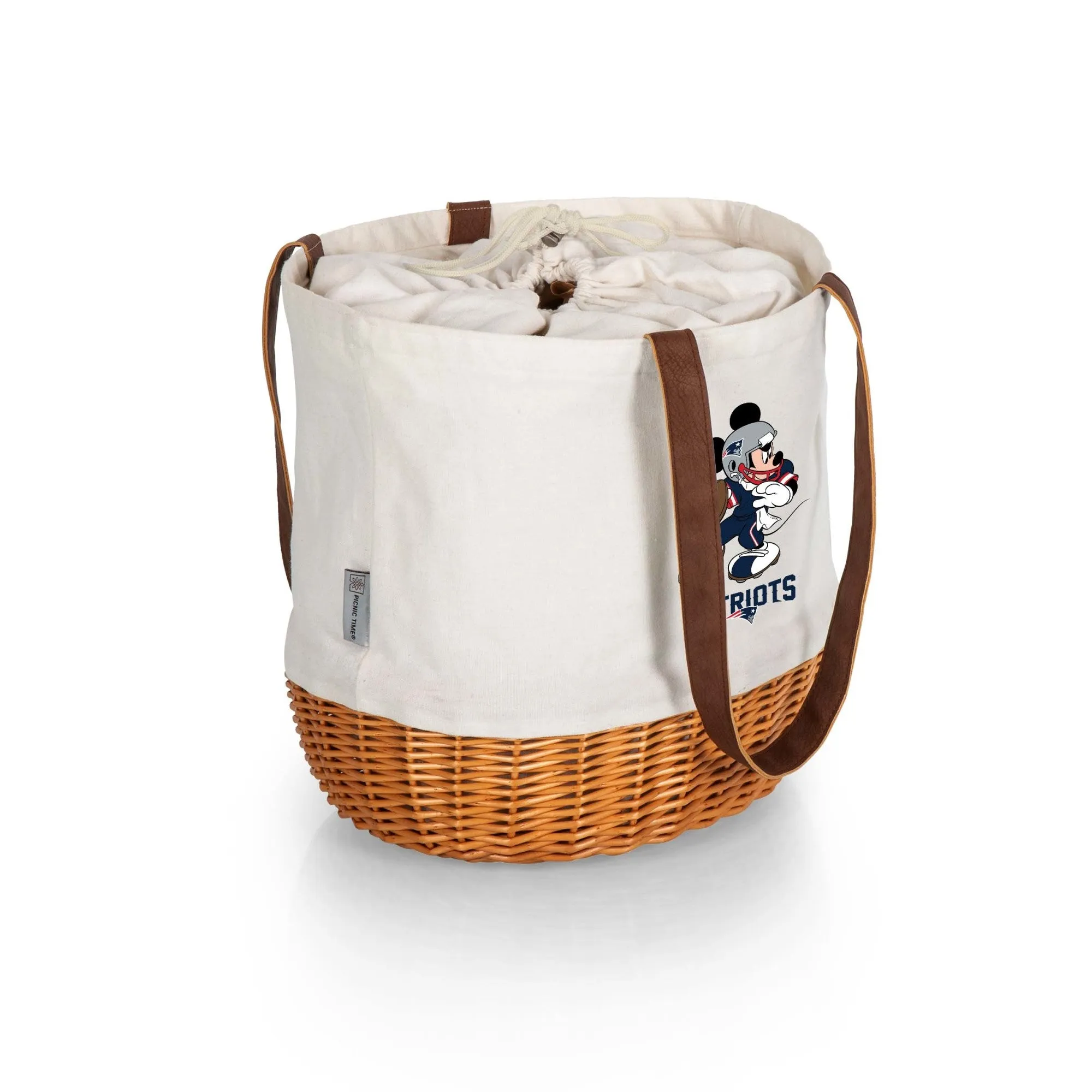 New England Patriots Mickey Mouse - Coronado Canvas and Willow Basket Tote