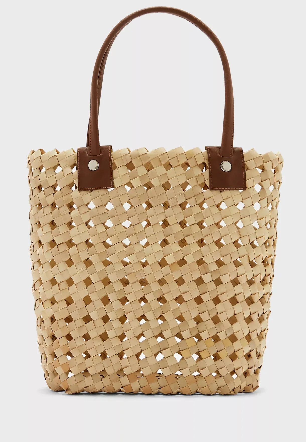 Palm Leaf Picnic Shopping Bag white color