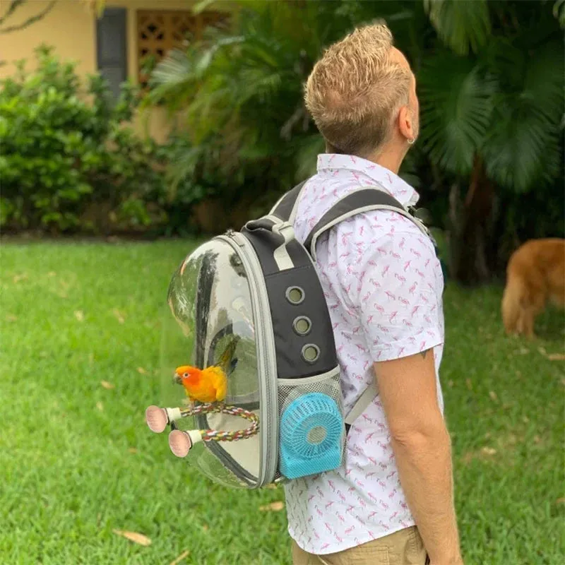 Pet Bird Carrier Backpack with Standing Perch