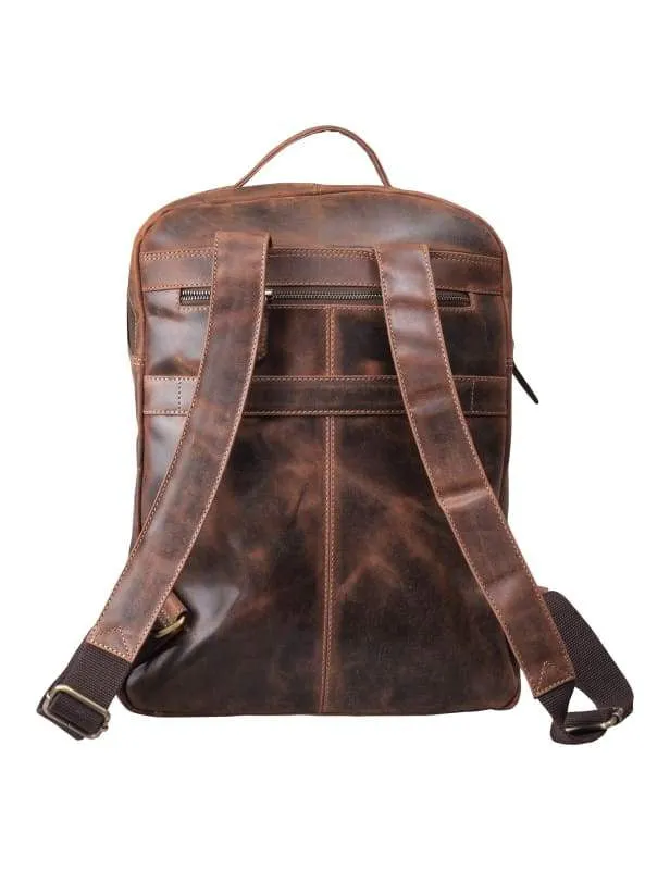 Premium Chestnut Brown Leather Laptop Bag Backpack for Men and Women – Versatile 15-Inch Leather Laptop Briefcases with Padded Compartments - Bayfield Bags