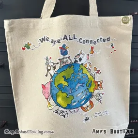 "We are All Connected" World / Recycled Shopping Tote