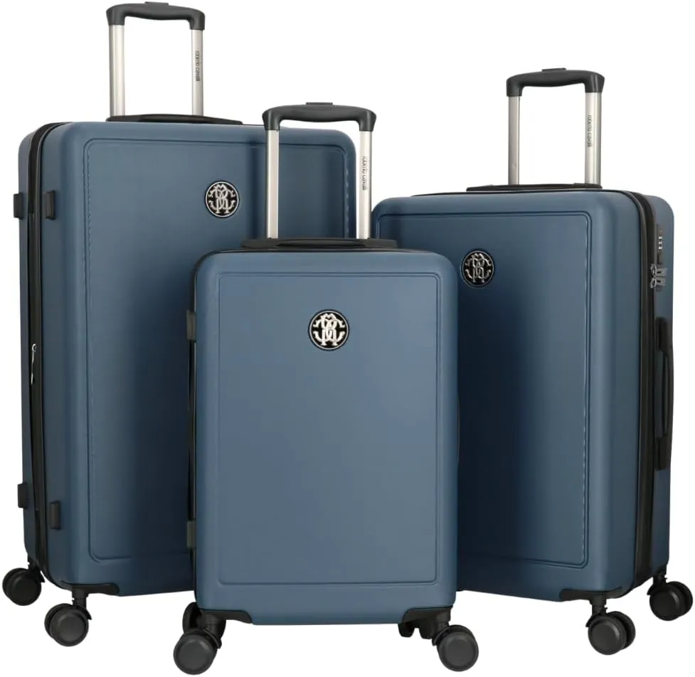 Roberto Cavalli Luxury 3 Piece Luggage Set, Expandable Hard Shell Suitcases with 8 Spinner Wheels, Combination Lock Muted Large Suitcase Set