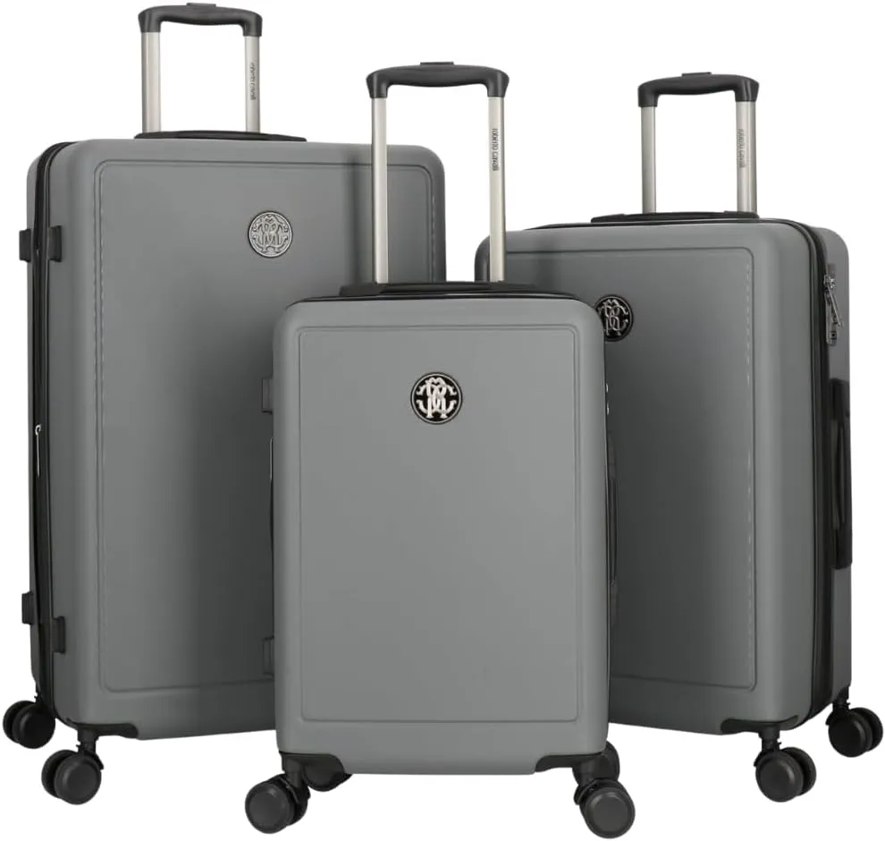 Roberto Cavalli Luxury 3 Piece Luggage Set, Expandable Hard Shell Suitcases with 8 Spinner Wheels, Combination Lock Muted Large Suitcase Set