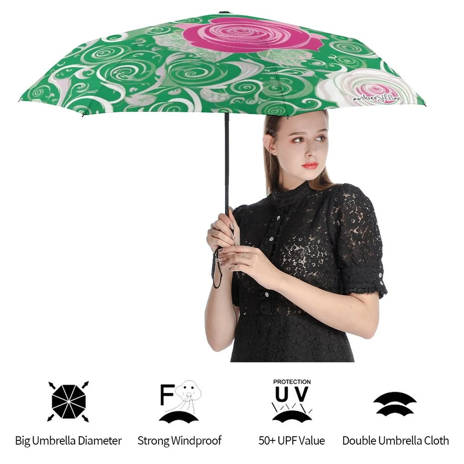 Rosy Green - Lightweight Umbrella