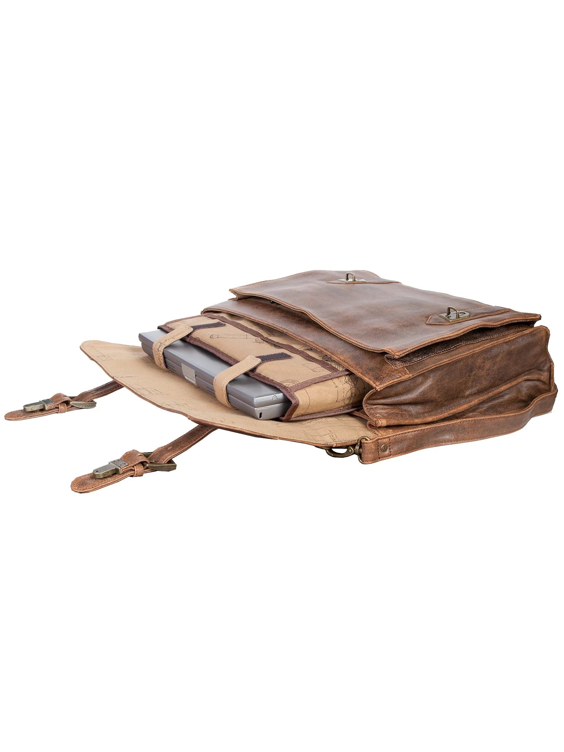 Scully Aerosquadron Collection Leather Satchel Brief Walnut