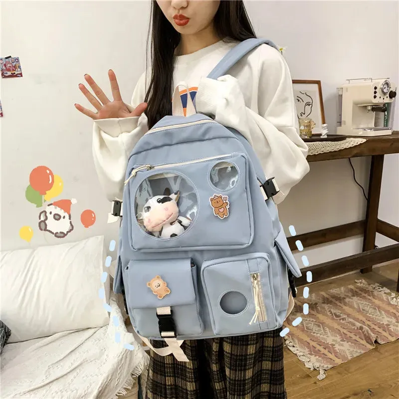 Sohiwoo Muti-Pocket Women Backpack Nylon School Bag Backpacks for Teenage Girls Fashion College Student Back Pack Mochila Feminina