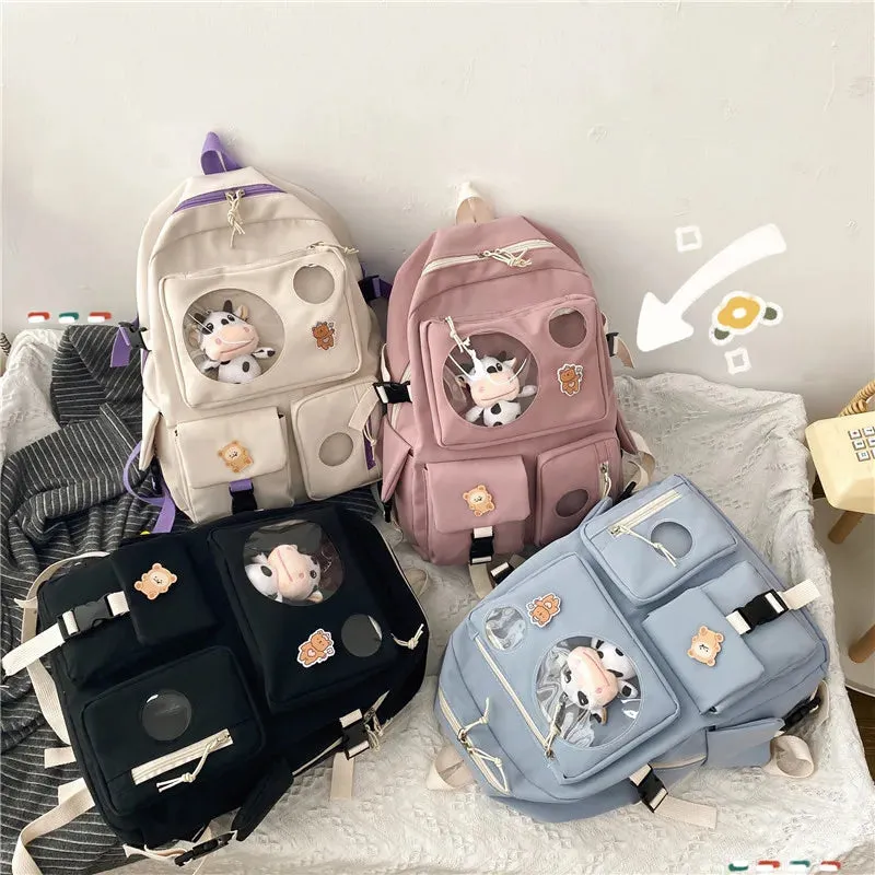 Sohiwoo Muti-Pocket Women Backpack Nylon School Bag Backpacks for Teenage Girls Fashion College Student Back Pack Mochila Feminina