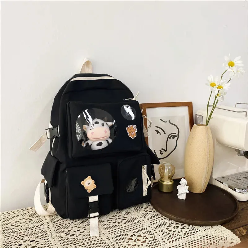 Sohiwoo Muti-Pocket Women Backpack Nylon School Bag Backpacks for Teenage Girls Fashion College Student Back Pack Mochila Feminina