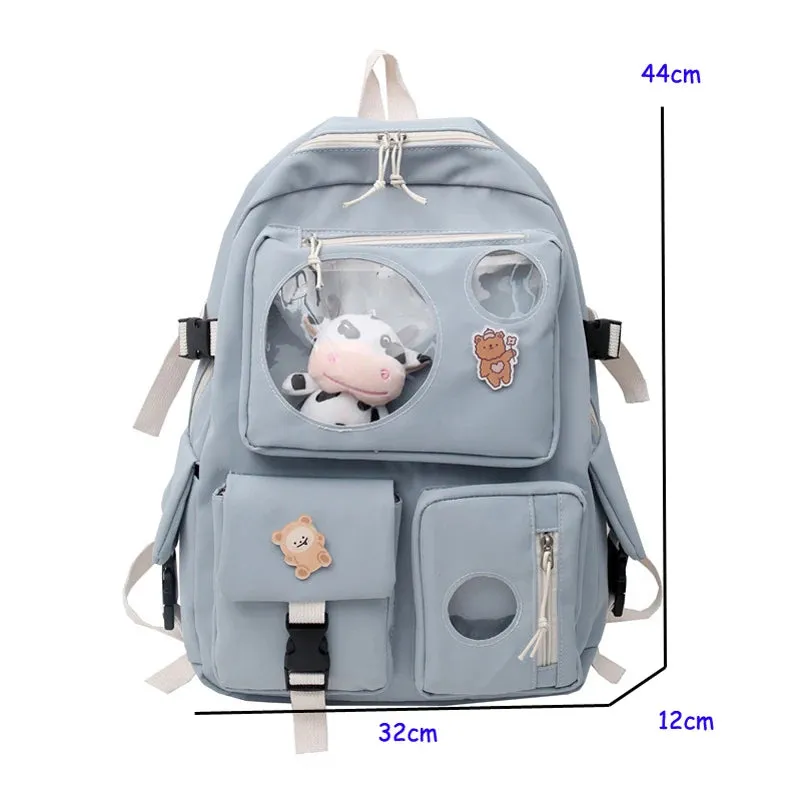 Sohiwoo Muti-Pocket Women Backpack Nylon School Bag Backpacks for Teenage Girls Fashion College Student Back Pack Mochila Feminina