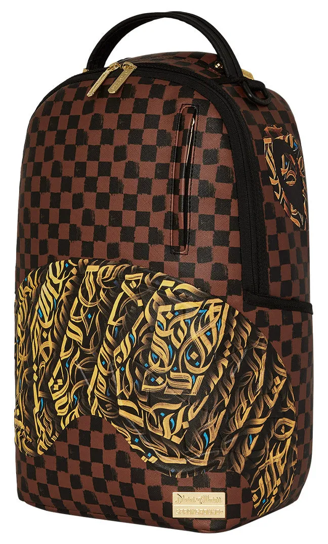 Sprayground Diaa Allam Sharks In Paris DLX In Brown Check Backpack