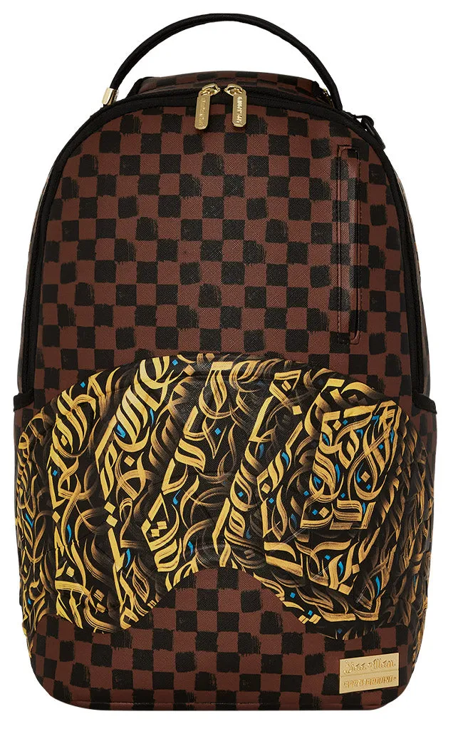 Sprayground Diaa Allam Sharks In Paris DLX In Brown Check Backpack