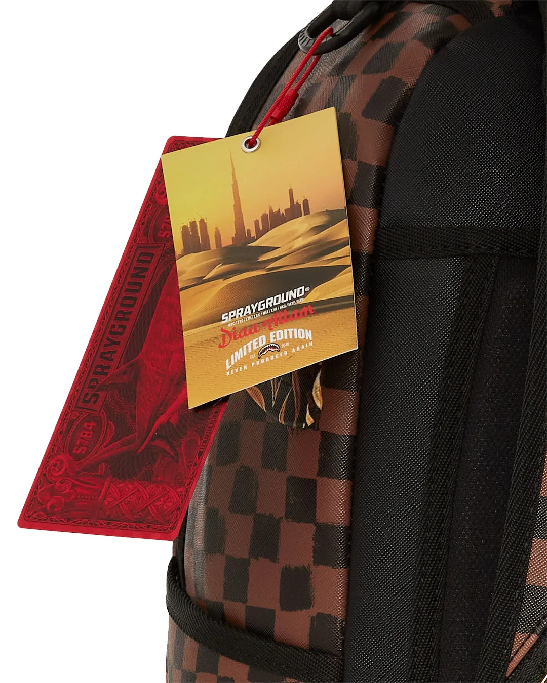 Sprayground Diaa Allam Sharks In Paris DLX In Brown Check Backpack