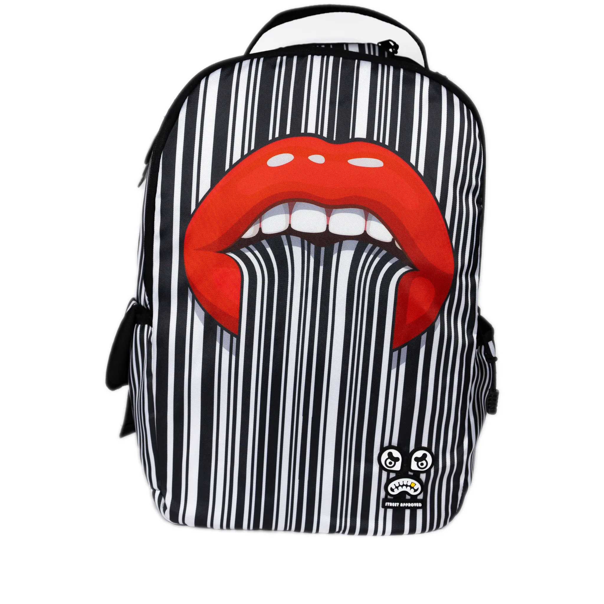 Streetz Iz Watchin Trippy Lips Backpack -  Black/ White/ Red