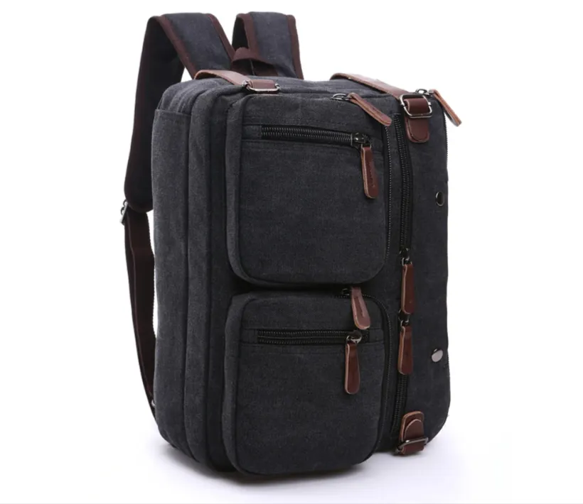 Unisex Canvas Multi-Functional Laptop Bag 8691-2 Dark Grey