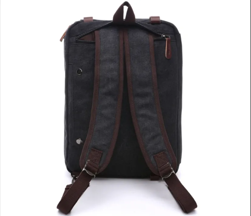 Unisex Canvas Multi-Functional Laptop Bag 8691-2 Dark Grey