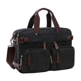 Unisex Canvas Multi-Functional Laptop Bag 8691-2 Dark Grey