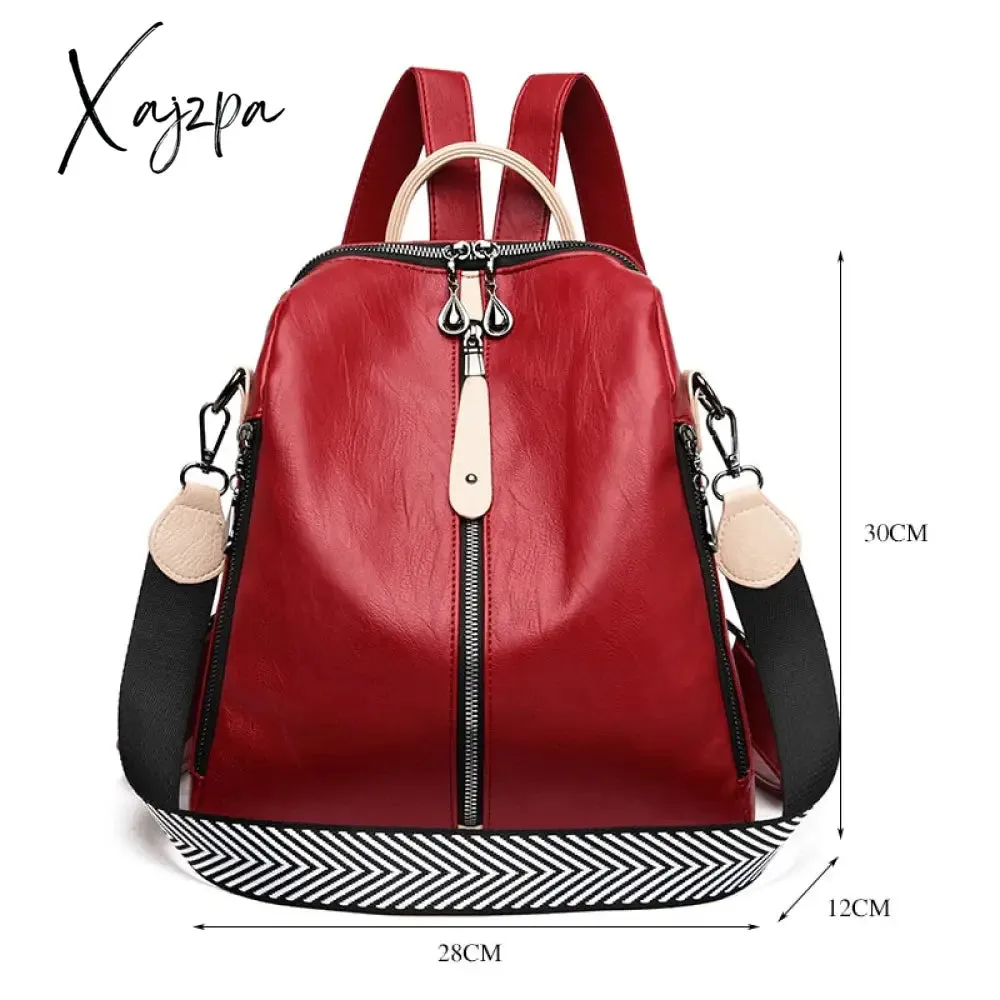 Xajzpa - Fashion Backpack Women Soft Leather Backpack Female White High Quality Travel Back Pack School Backpacks for Girls Sac A Dos Hot