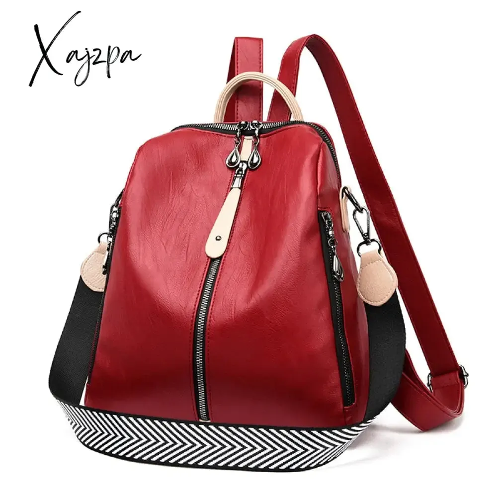 Xajzpa - Fashion Backpack Women Soft Leather Backpack Female White High Quality Travel Back Pack School Backpacks for Girls Sac A Dos Hot