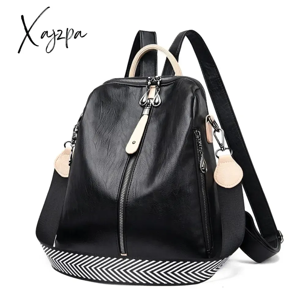 Xajzpa - Fashion Backpack Women Soft Leather Backpack Female White High Quality Travel Back Pack School Backpacks for Girls Sac A Dos Hot