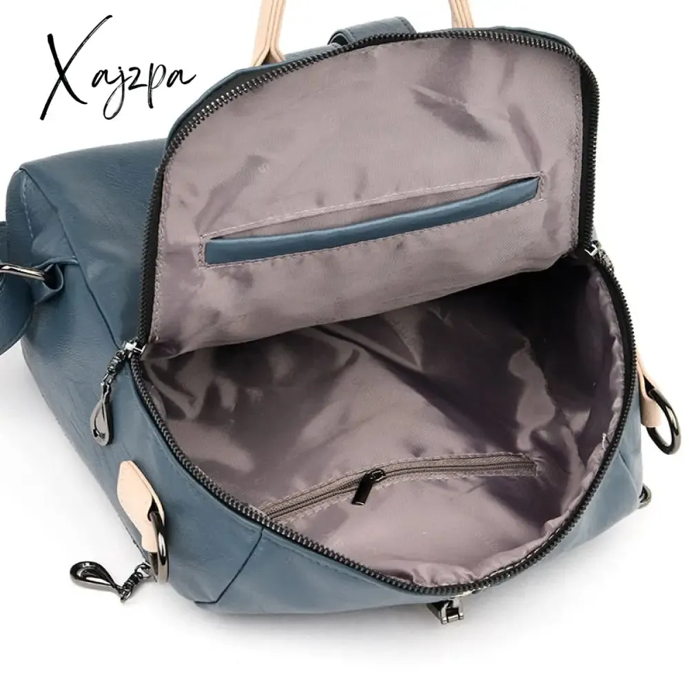 Xajzpa - Fashion Backpack Women Soft Leather Backpack Female White High Quality Travel Back Pack School Backpacks for Girls Sac A Dos Hot