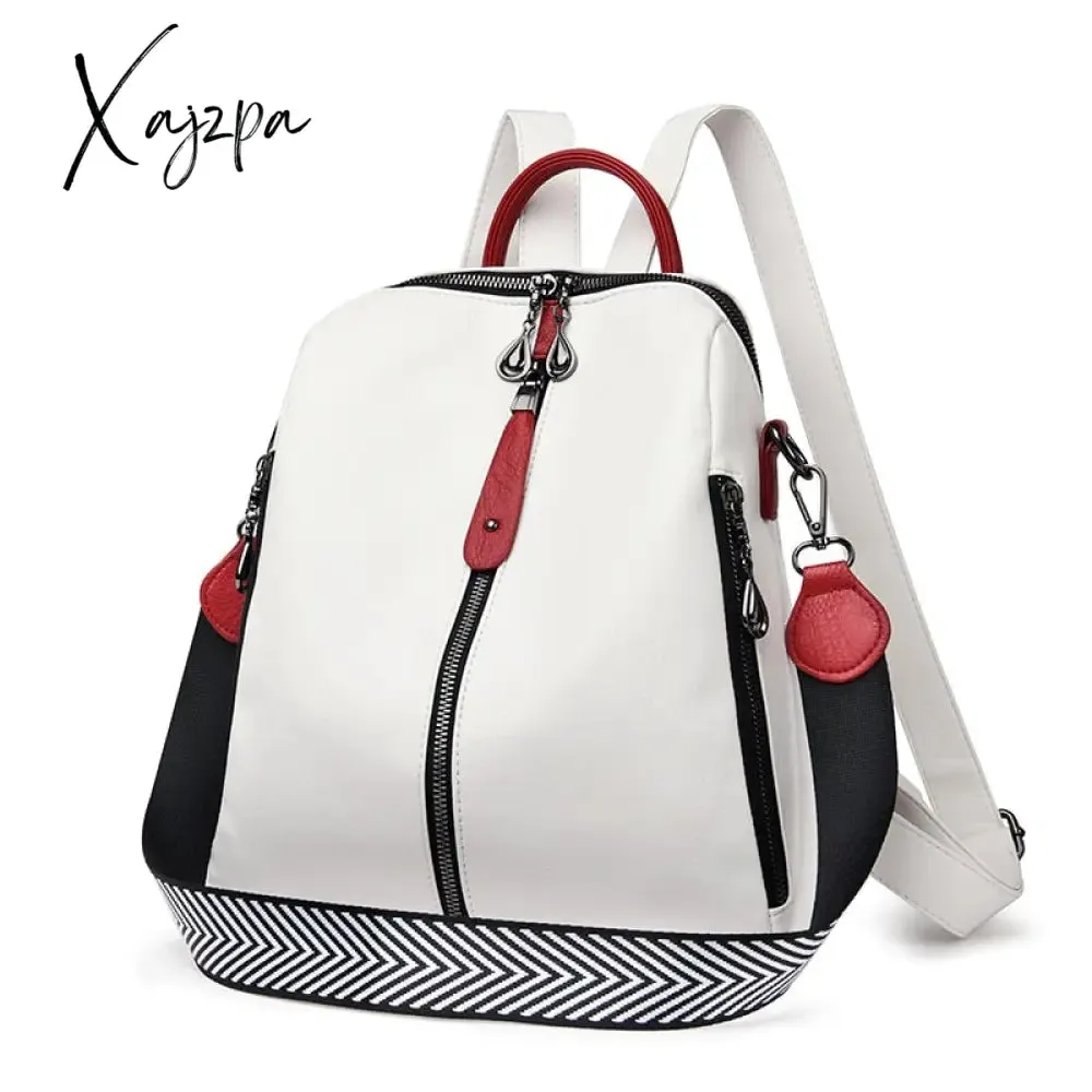 Xajzpa - Fashion Backpack Women Soft Leather Backpack Female White High Quality Travel Back Pack School Backpacks for Girls Sac A Dos Hot