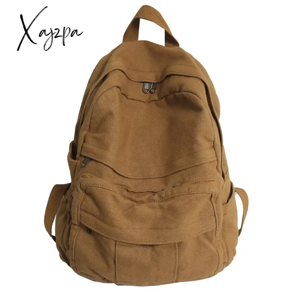 Xajzpa - Girl Fabric School Bag New Fashion College Student Vintage Women Backpack Canvas Female Laptop Bag Travel Kawaii Ladies Backpack